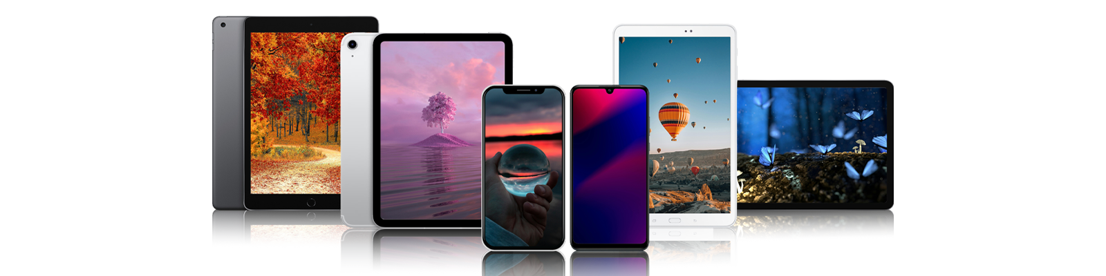 Selection of tablets and mobile phones