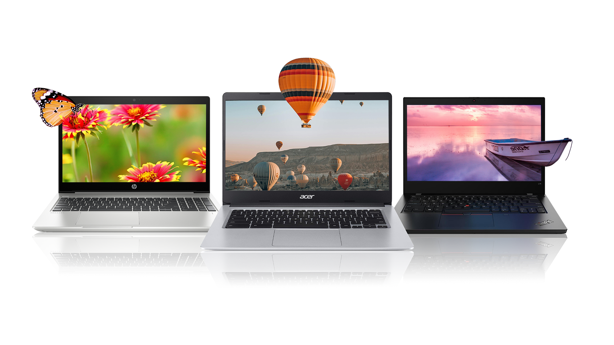 Three refurbished laptops prepared for reuse