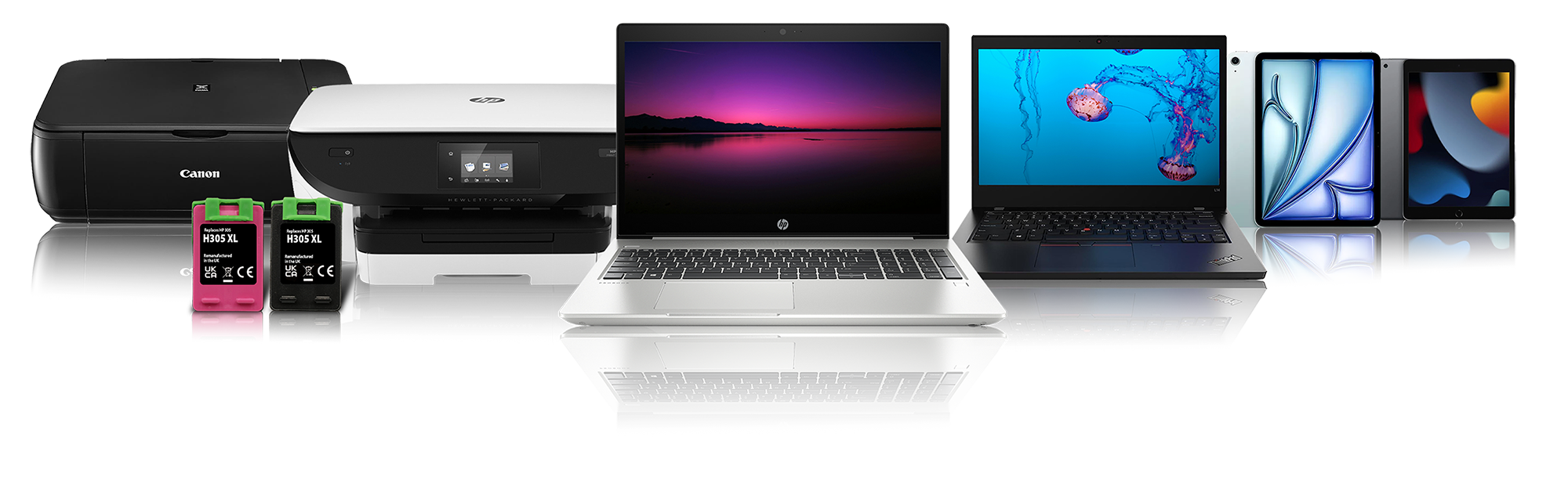 Refurbished laptops, printers and cartridges