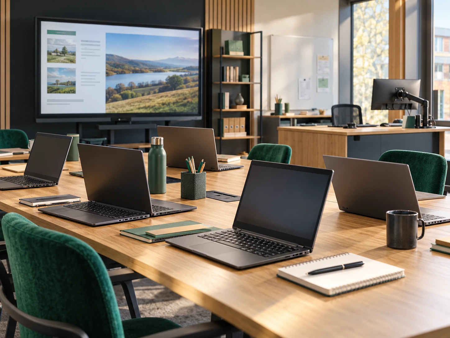 Refurbished laptops in a professional collaborative learning workspace